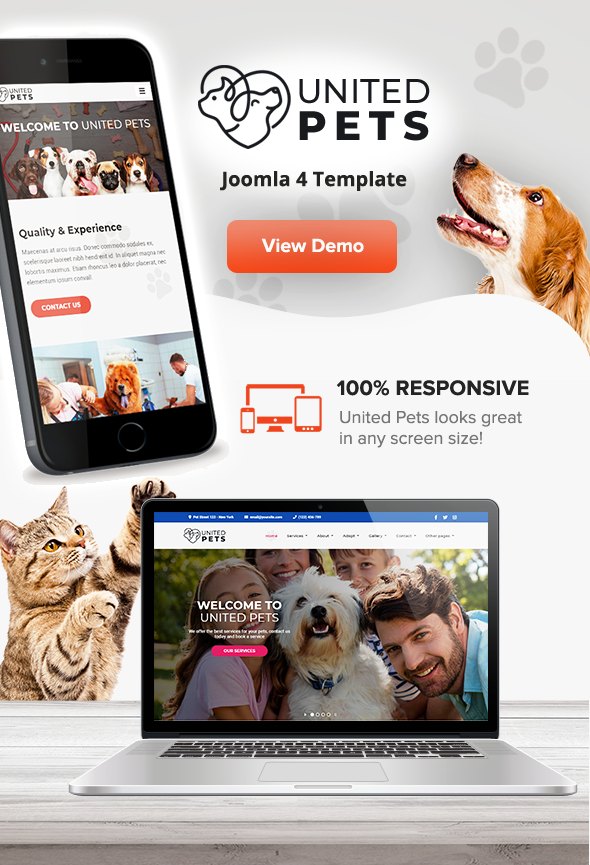 United Pets – Pet Care & Adoption Joomla 4 Template